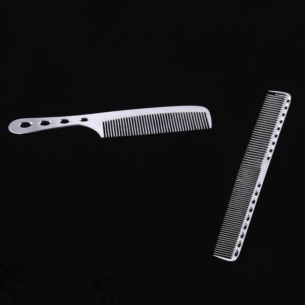 2Pcs Professional Stainless Steel Hair Comb Set S908 S909 Bright Silver Fine Teeth Massage Comb Stimulate Scalp Blood