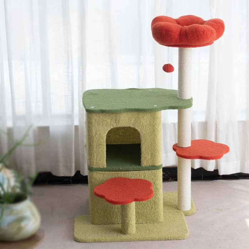 

Full flower cat nest velvet pet supplies available in all seasons, large climbing frame scratching column