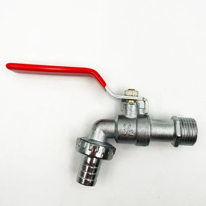 New 1/2x3/4 Lever Water Tap Zinc Alloy with Red Handle Faucet Adapter Hose Plug Garden Watering Garden Irrigation Accessory