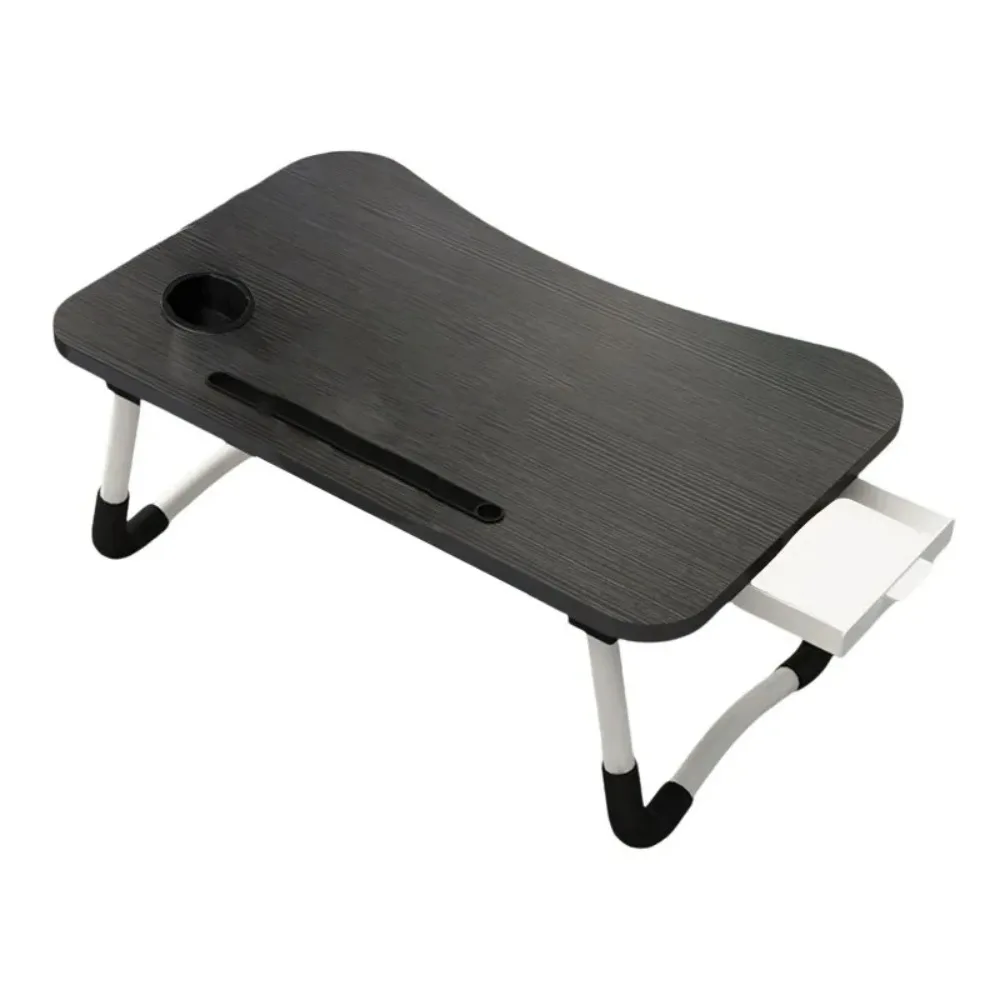 Nightstand, foldable table, drawer with cup holder, support, bedside tray, foldable table legs
