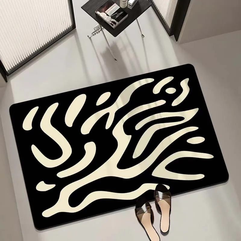 Tierra de diatomeas suave, baño Simple en blanco y negro, pie absorbente, resistente al desgaste, antideslizante, fácil de limpiar, una torta