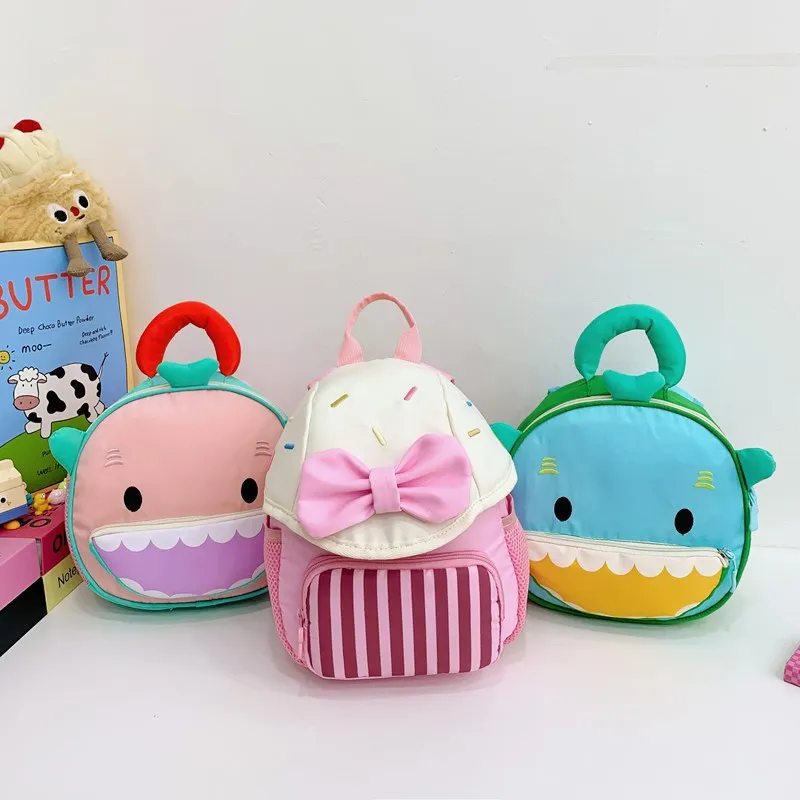 

Fashion New Kids Casual Backpack Cartoon Kindergarten School Bag with Dinosaur Bowknot Mushroom Design