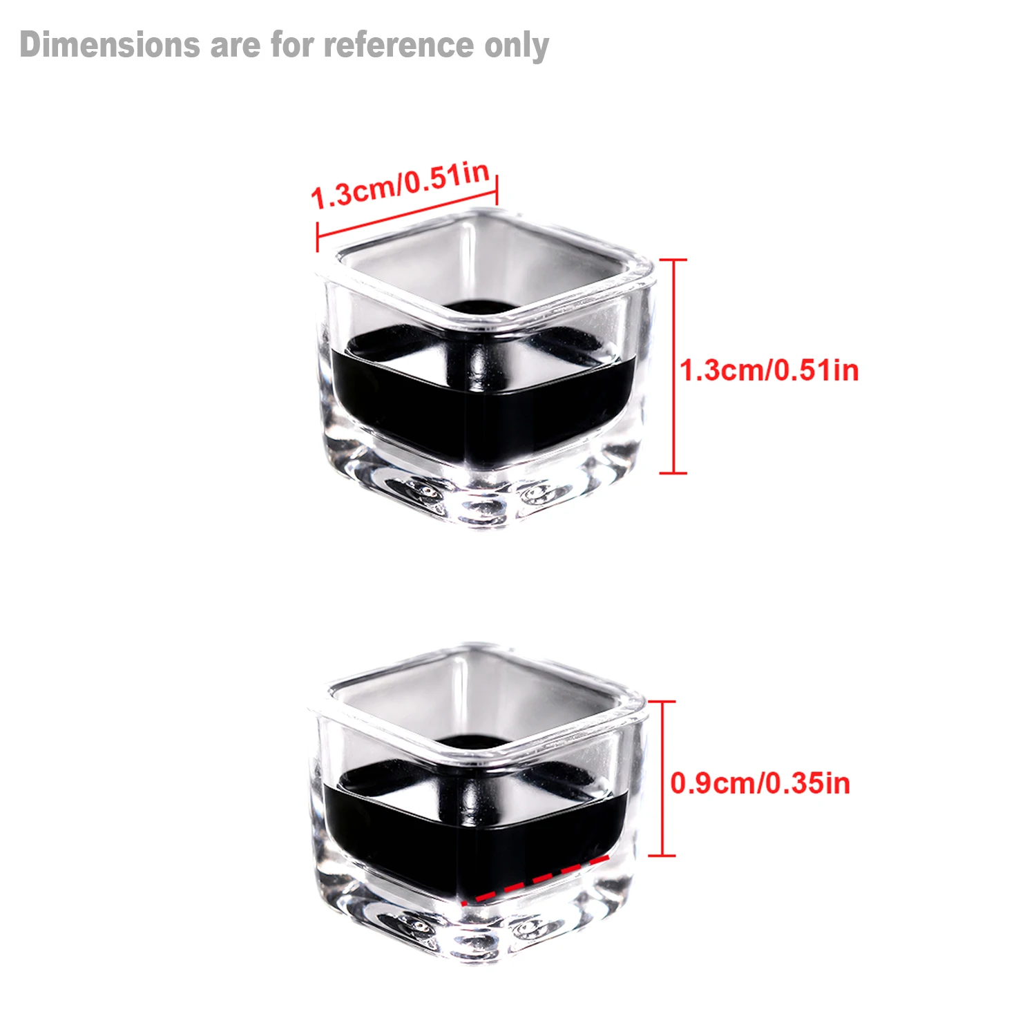 KVM Clear Acrylic Tattoo Ink Cups Square Pigment Cups Large Capacity Easy To Clean For Tattoo And Permanent Makeup Artists