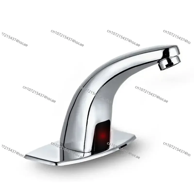 Automatic Sensor Touchless Bathroom Sink Faucet with Hole Cover Plate, Hands Free Bathroom Water Tap with Control Box and Hose