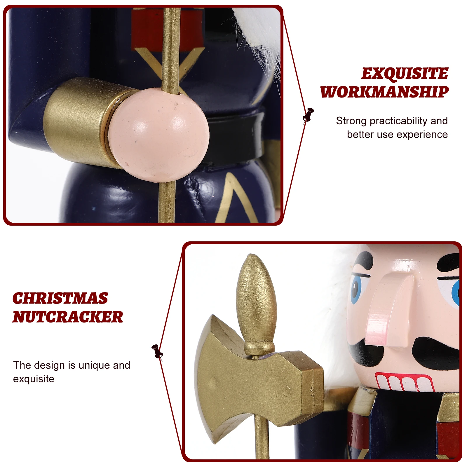 

Christmas Nutcracker Ornament Desktop Decor Statuette Decorative Wood Decoration Man