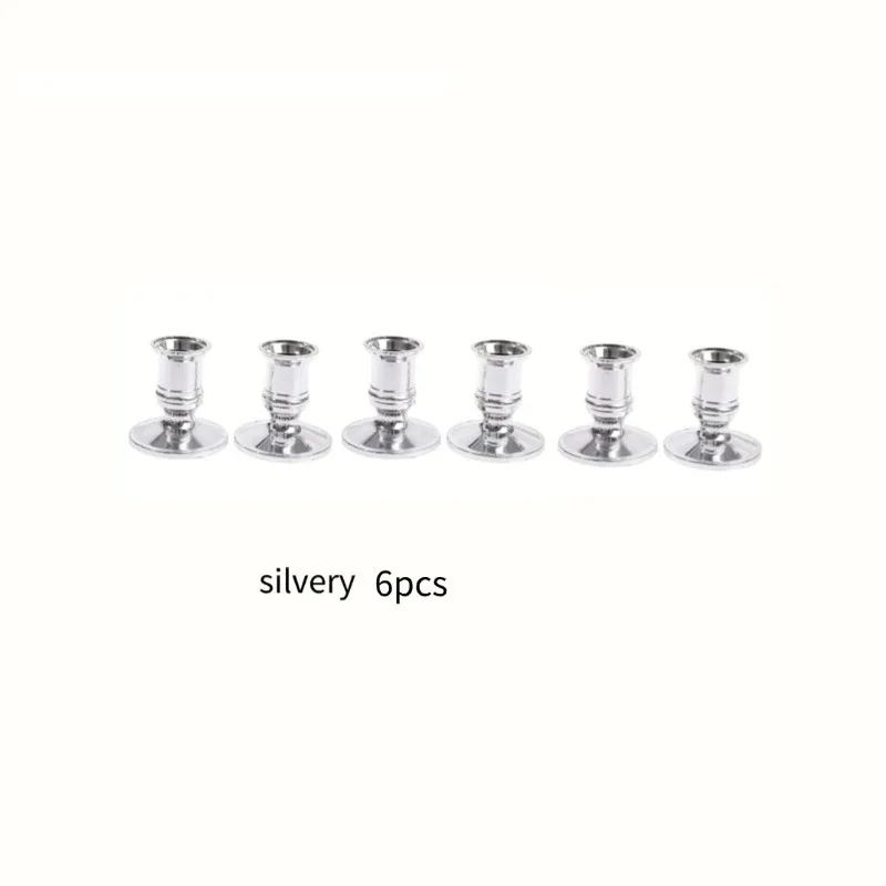 6 Stück Kegel-Kerzenhalter, Kerzenhalter, Silber, Gold, Stab, Wachsbasis für Hochzeit, Party, Festival, Kerzenhalter, Heimdekoration