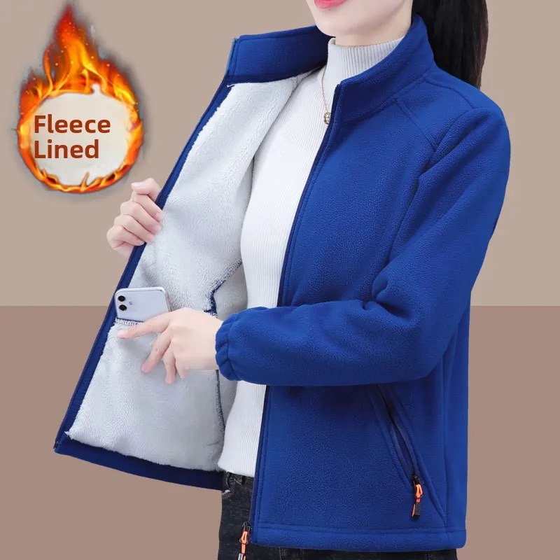 Flísová podšívka, větruodolná krátká bunda se stojáčkem KLMR009, polyesterová tkanina, zesílený dlouhý rukáv, pohodlná, ležérní styl... - náhled 2