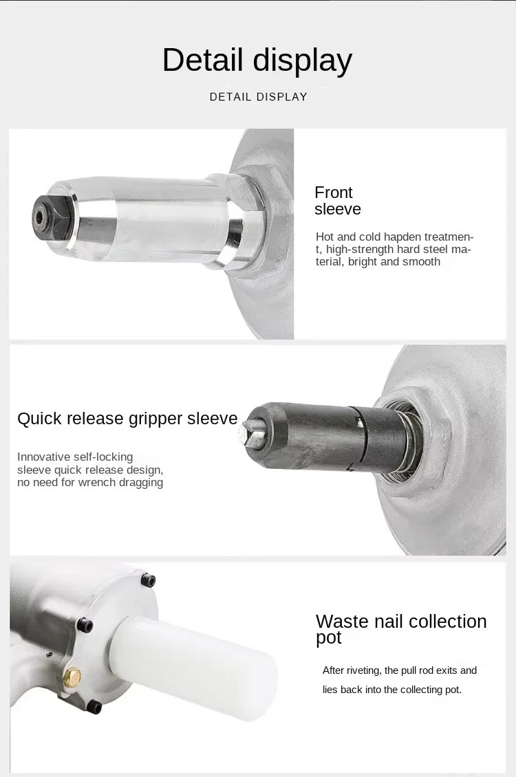 SUBAO นิวเมติก Rivet ปืนเล็บ Air Blind Riveting เครื่องมืออัตโนมัติ Rivet Nailer เล็บอัตโนมัติเครื่องสําหรับ 2.4 มม.-4.8 มม.เล็บ