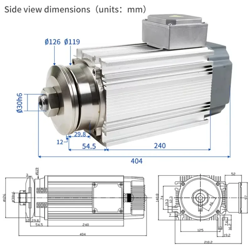 High Rpm Spindle Motor Aircooled Cnc  Precision Cutting Spindle Motor for Aluminium Cutting Grinding