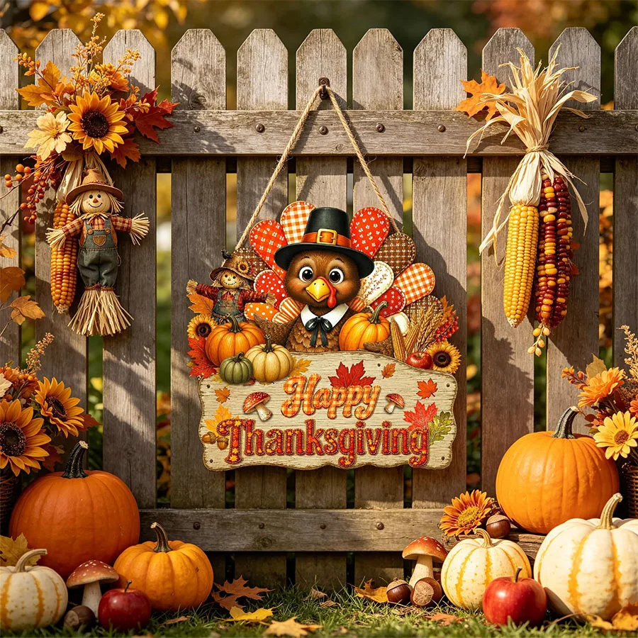 Thanksgiving Hanging Signs, Wooden Turkey Door Hangings, Thanksgiving Decorative Door Hangers, Thanksgiving Wall and Door Decorations, Suitable for Holiday Settings, Window Displays, Party Decorations, Indoor Use, Fireplace, Wall Shelves, Home Decor, Windowsills, Tabletops, Entryway Displays, Autumn Harvest Themed Souvenirs