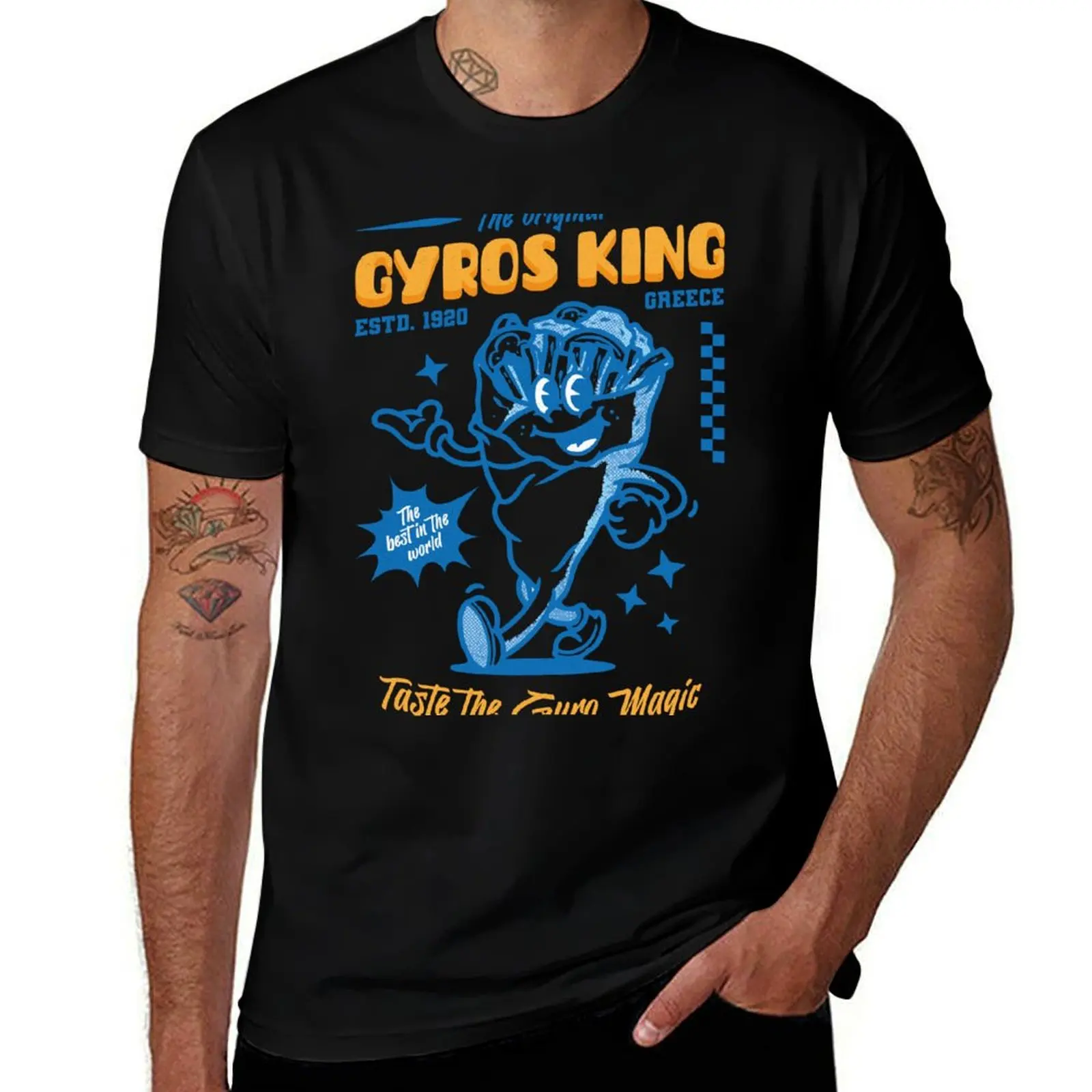 Greek Gyros Retro Mascot Tshirt T-Shirt Blouse Short sleeve tee designer shirts vintage funny t shirts men