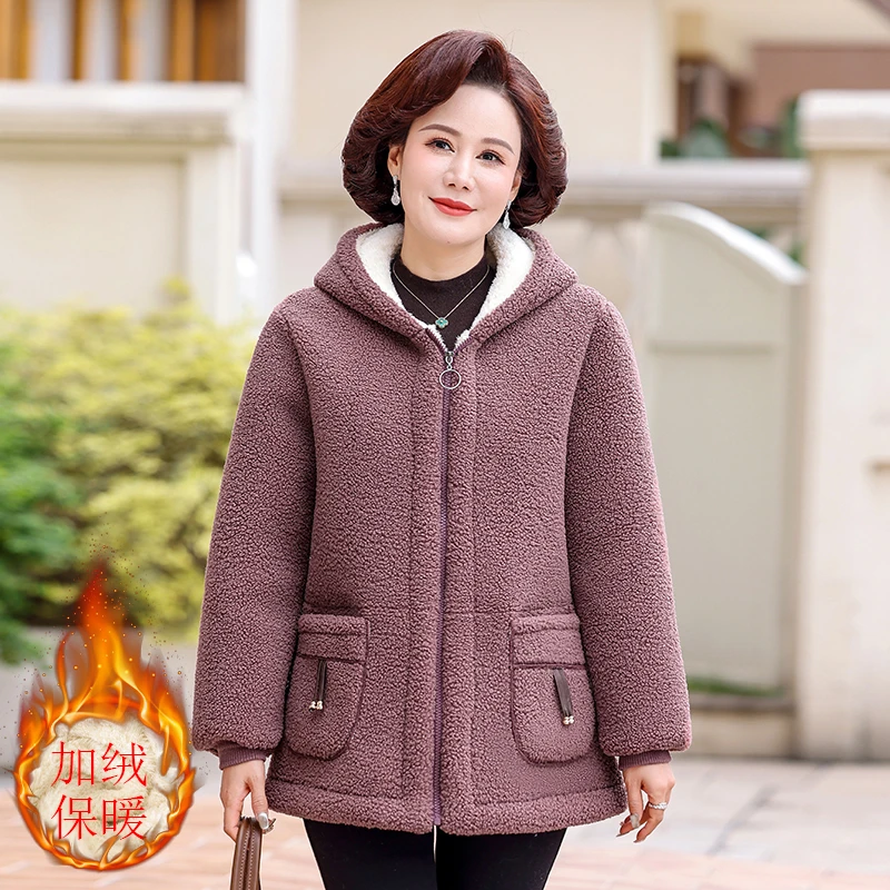 Plus Size 7XL Autumn Winter Cotton-Padded Jacket Women Loose Clothes Add Velvet Thickened Lamb Velvet Cotton Coat Outerwear