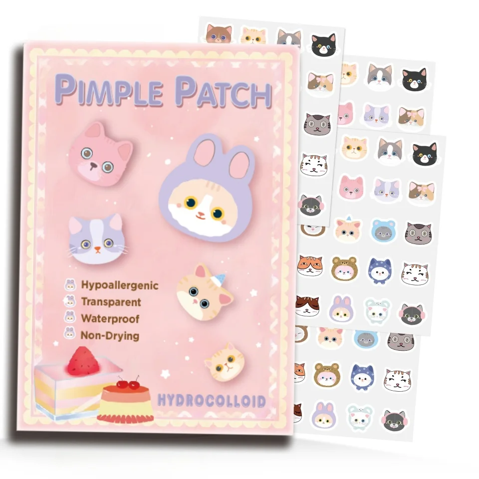 600 قطعة من رقع حب الشباب على شكل قطة كرتونية، رقع حب الشباب للوجه، رقع حب الشباب المخفية، ورقع البثور. رقيقة جدا وقابلة للتنفس