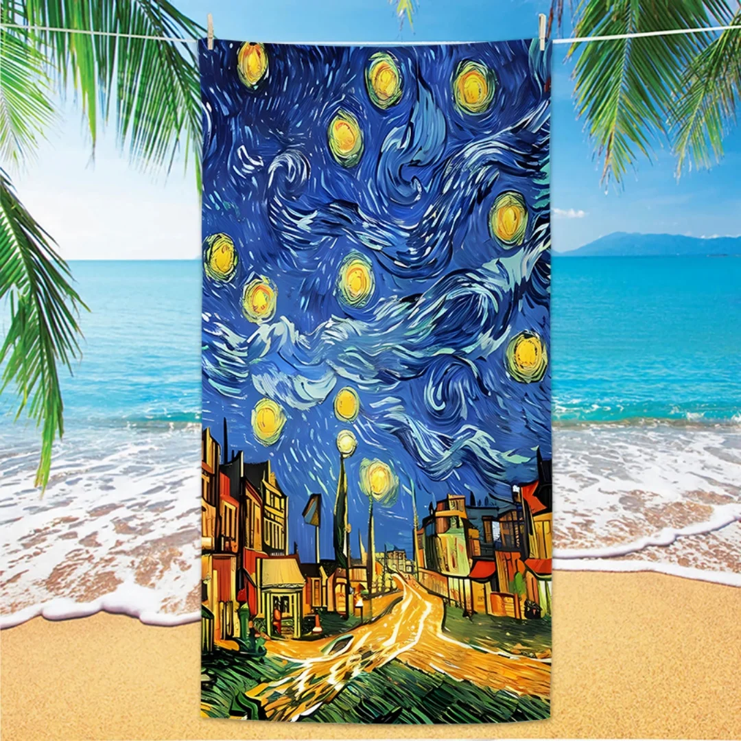 Famous Van Gogh Beach Towel, Art Print Quick Dry Anti Sand Soft Lightweight Microfiber for Travel Gym Swim Yoga
