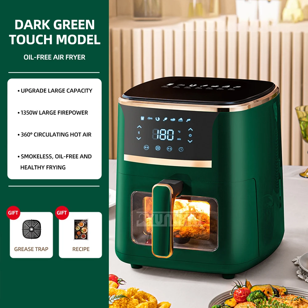 1350W Household visible Large-capacity Electric Air Fryers Multi-functional Intelligent Air Fryer