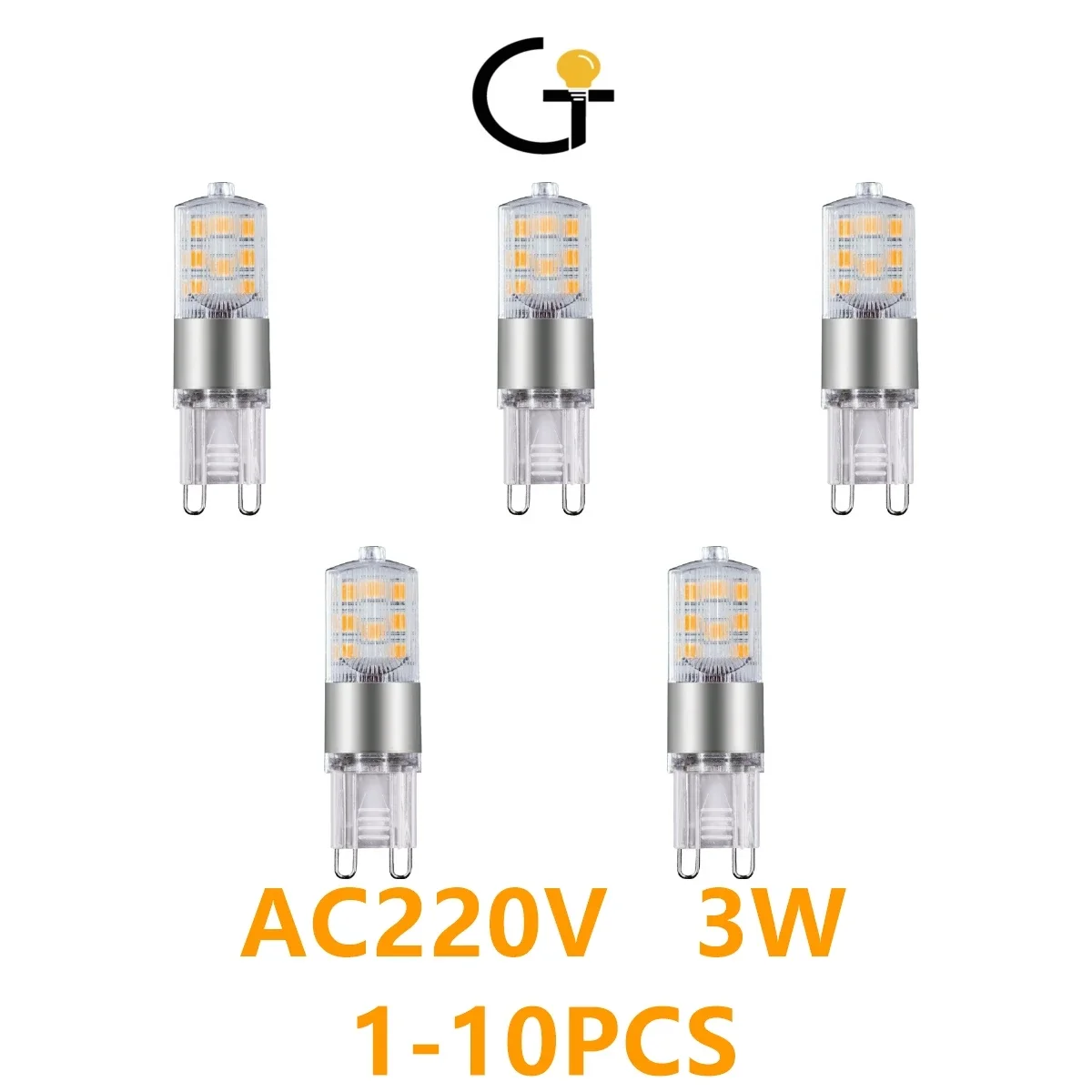 

1-10pcs LED in-line G9 mini bulb AC220V 3W non-strobe warm white light for chandeliers instead of 25W halogen lamps