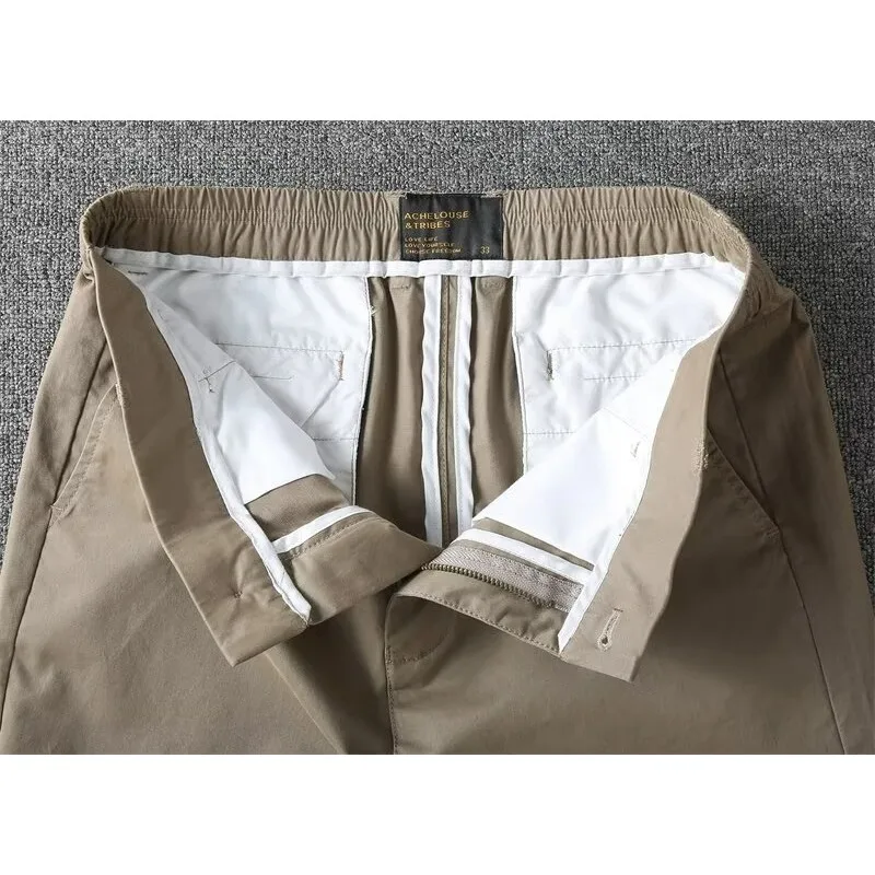 KIDWHXR Herren-Shorts, Sommer, schlicht, einfarbig, hohe Taille, gerade geschnittene Shorts, elastische Taille, lockere Sport-Freizeit-Shorts für Herren – Detail 13