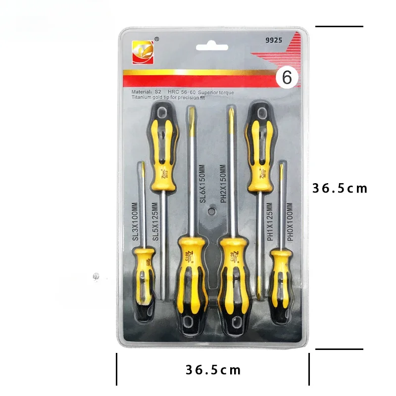 Strong Magnetic Titanium Plated Screwdriver Set High Hardness Rust-proof Household Tools Cross Straight Screwdriver