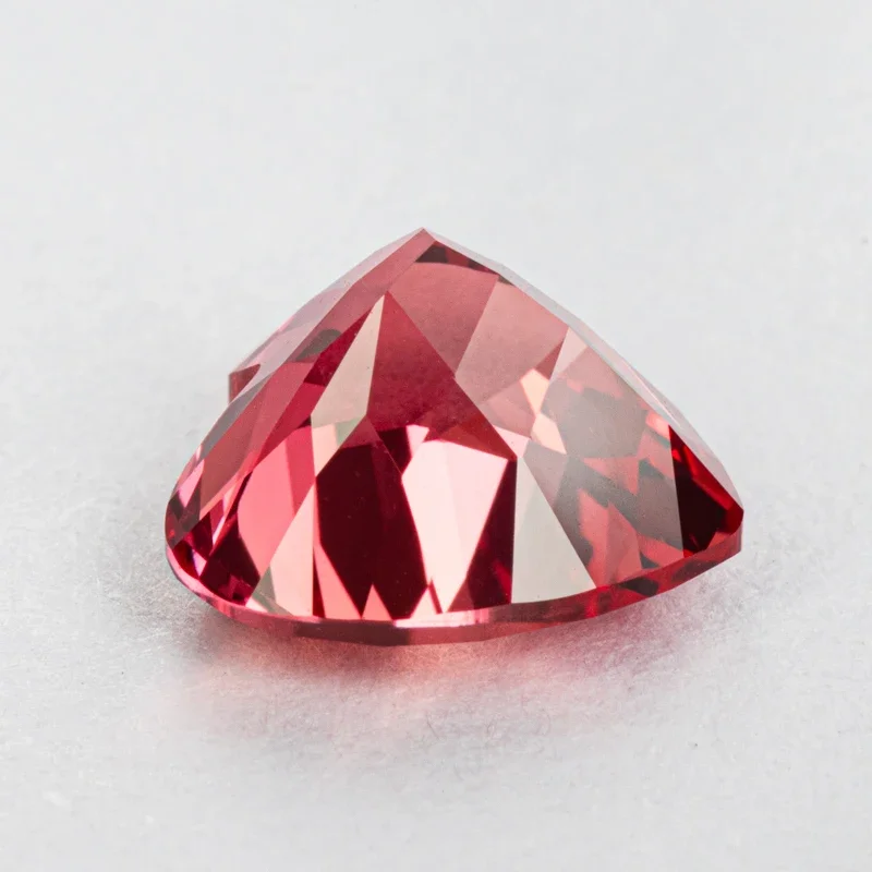 Lab tumbuh safir matahari terbenam warna merah bentuk hati batu permata untuk jimat membuat perhiasan DIY bahan cincin dapat dipilih sertifikat AGL