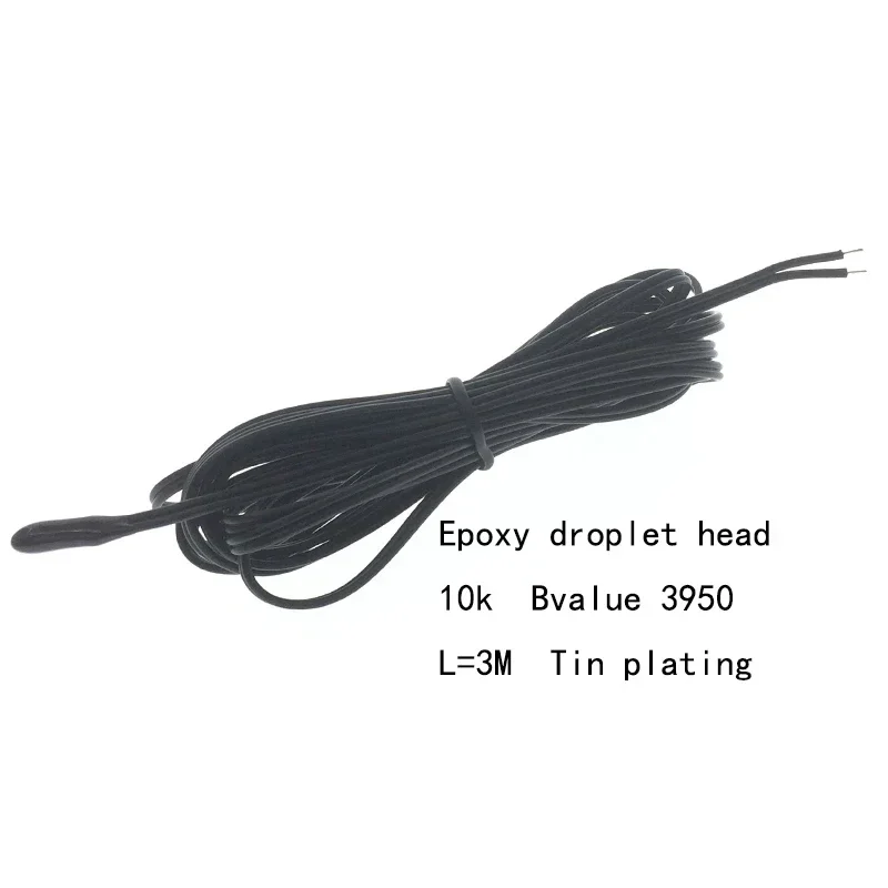 10pcs Temperature Sensor   Epoxy Resin Air Probe Resistance 10k B3950 Drops Of Water Head Line Lengt 3M NTC Thermistor