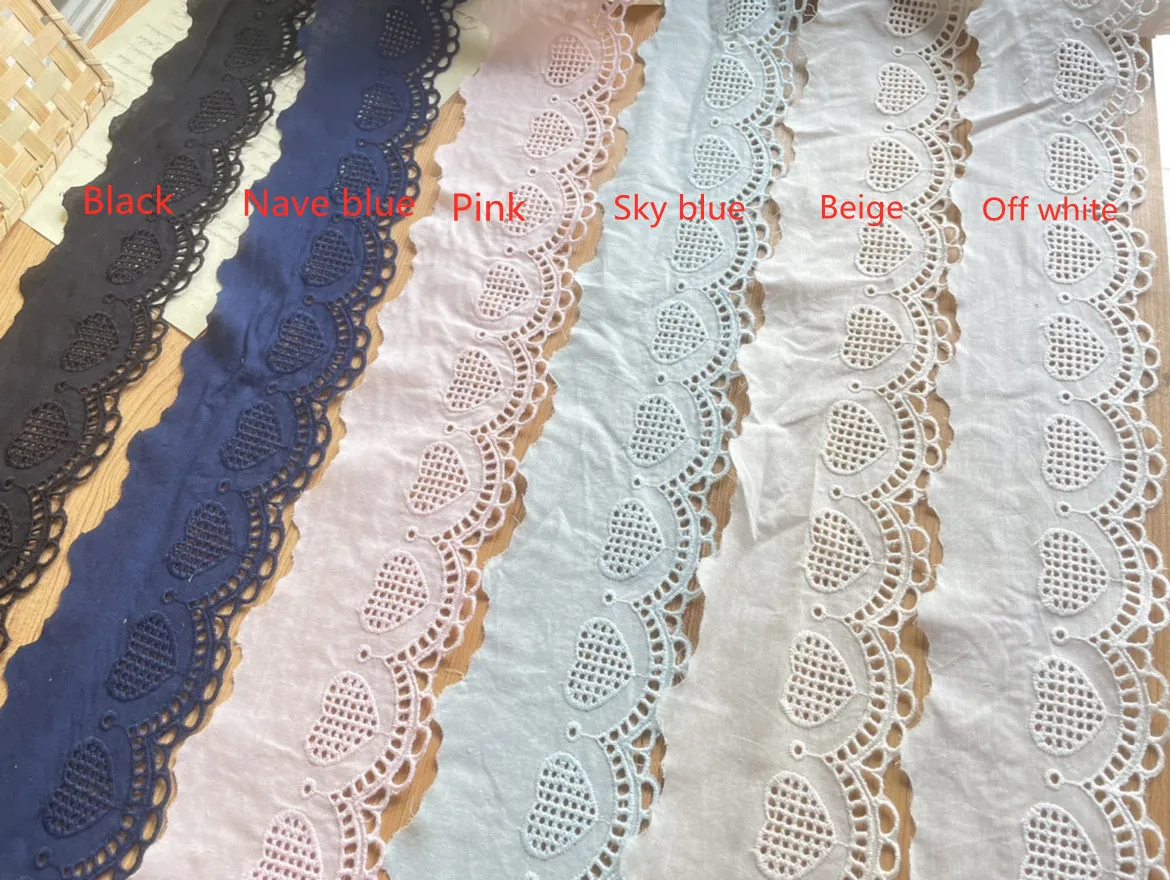 5Yard/Lot Baumwolle Pfirsich Herz Hohl Stickerei Spitze Trim 8CM Breite DIY Kleidung Kleid Sofa Vorhang Stoff genäht Zubehör – Detail 7