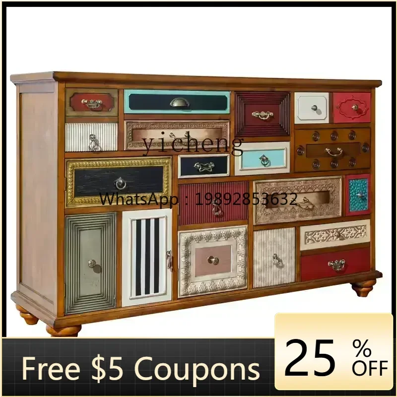 

XX American Solid Wood Entrance Cabinet Balcony Locker Study Bedroom Storage Sofa Side Cabinet