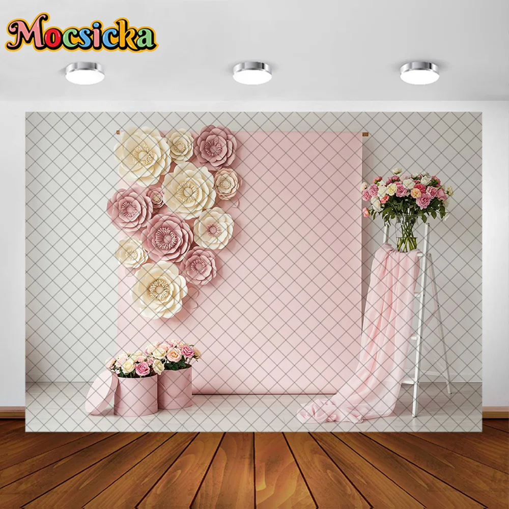 Mocsicka Photography Background  Floral Arch Doors Window Curtains Decoration Backdrop Adult Pregnant Women Portrait Studio Prop