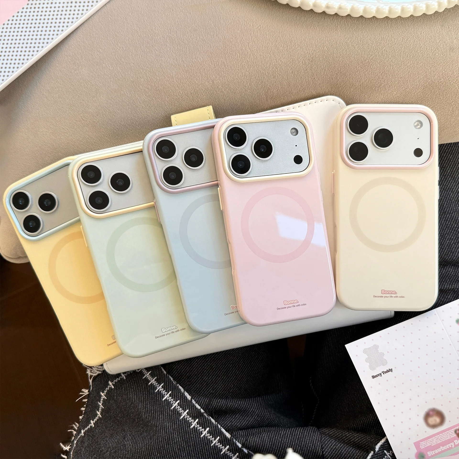 Funda Magnética Coreana Macaron de Color Sólido para iPhone 17 16 15 14 13 12 Pro Max, Carga Inalámbrica, Antigolpes, Cubierta Suave