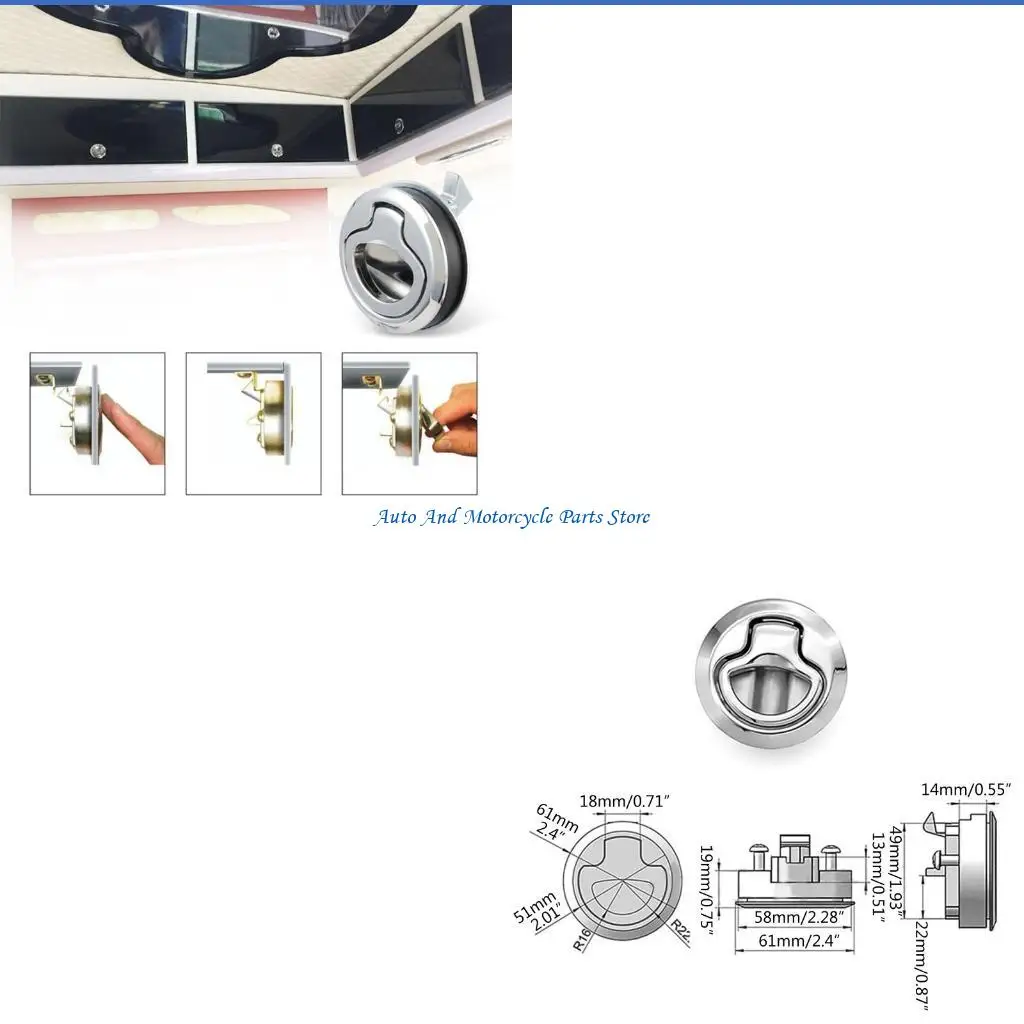 P9FD 61mm Embedded Flush Pull Slam for Latch Lock Marine Deck for Hatch Door Cabinet