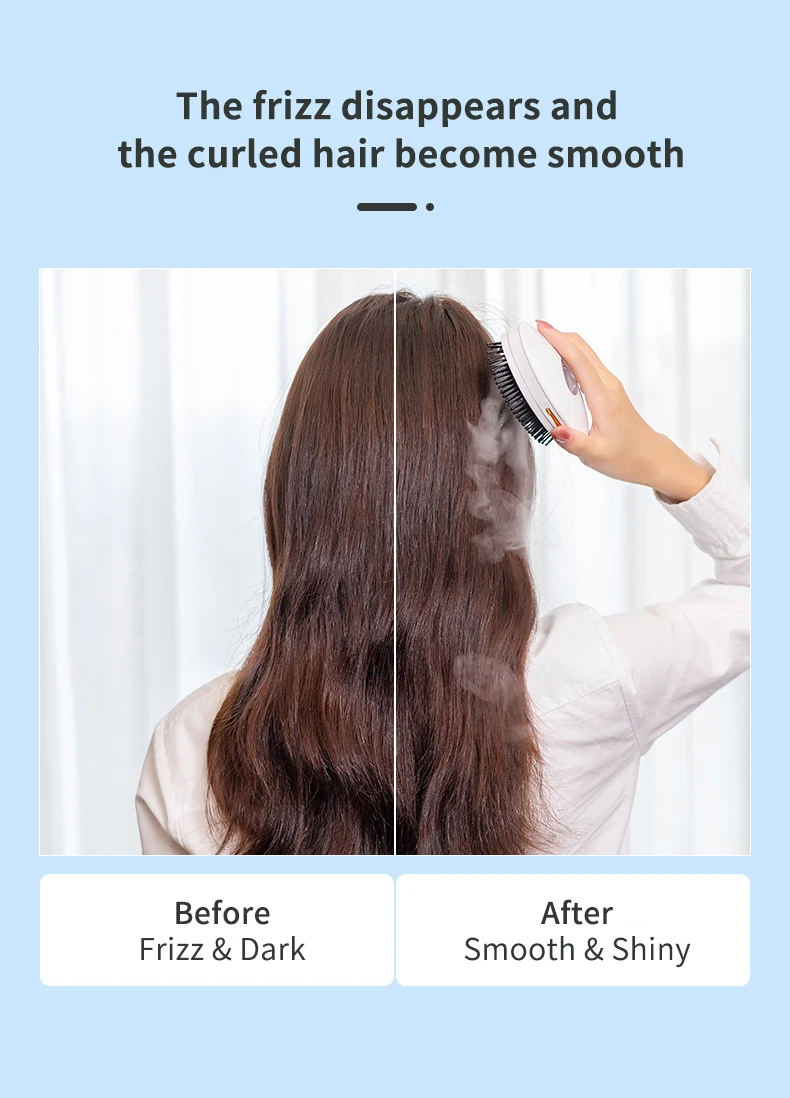 หวีนวดหนังศีรษะด้วยเครื่องพ่นน้ำเครื่องหนีบผมตรงแบบพกพา6000รอบต่อนาทีเครื่องนวดหนังศีรษะแบบถอดได้เครื่องนวดให้ความชุ่มชื้นผมเรียบ