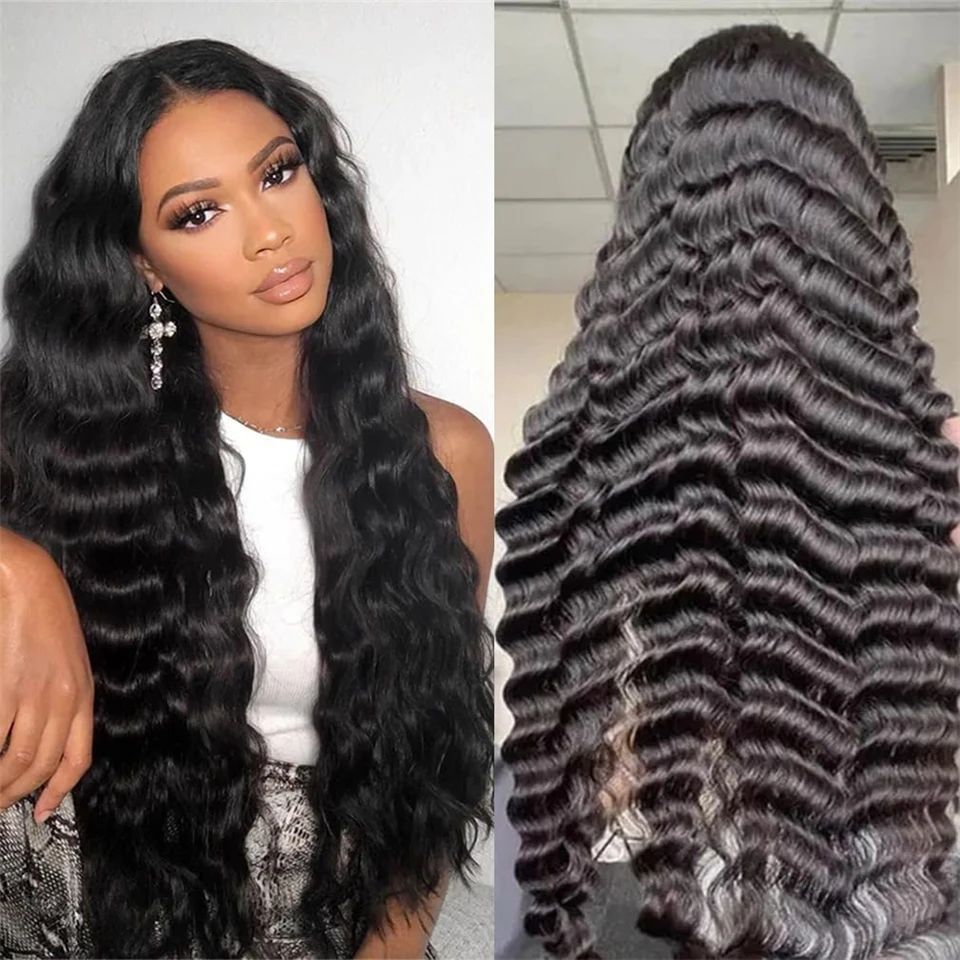 

FABHAIR Loose Deep Wave Wigs for Black Women Glueless 4x4 Clouse Wigs Human Hair 180% Density Pre Plucked Bleached Knots