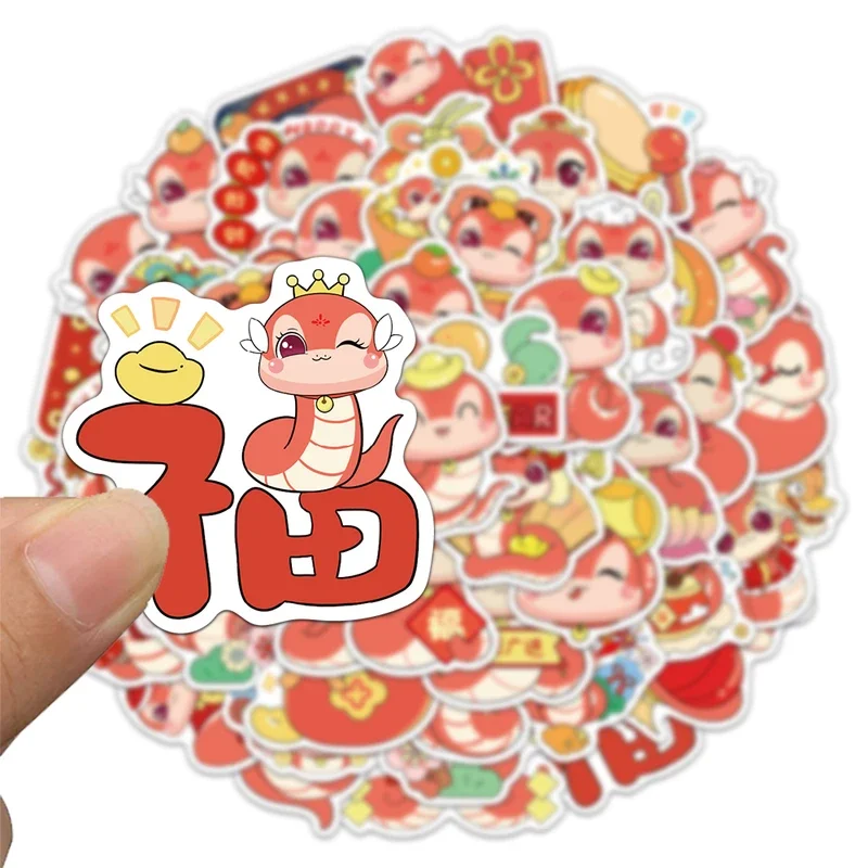 10/30/50Pcs New Year of the Snake Sticker Festival Chinese Spring Festival Hand Account Material Case Notebook Waterproof