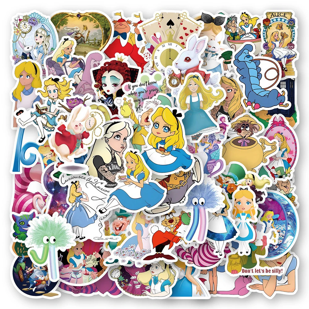 

10/30/50PCS Disney Movie Alice in Wonderland Cartoon Sticker for Kids DIY Laptop Luggage Diary Waterproof Cute Decals Sticker