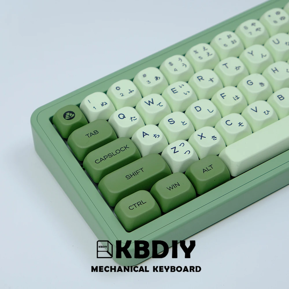 KBDiy 143 klawisze/zestaw rosyjski japoński koreański czapka Matcha zielona KOA nasadki na klawisze z PBT do mechanicznej klawiatury dla GMK67 GMK64 61 — zdjęcie produktu 4