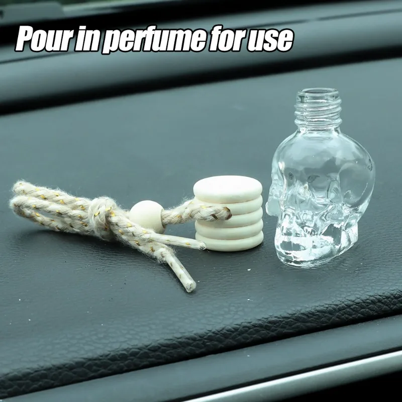 Car Air Freshener Diffuser Perfume Aromatherapy Essential Oil Bottle Car Pendant Perfume Skull Empty Bottle Aromatherapy Bottle