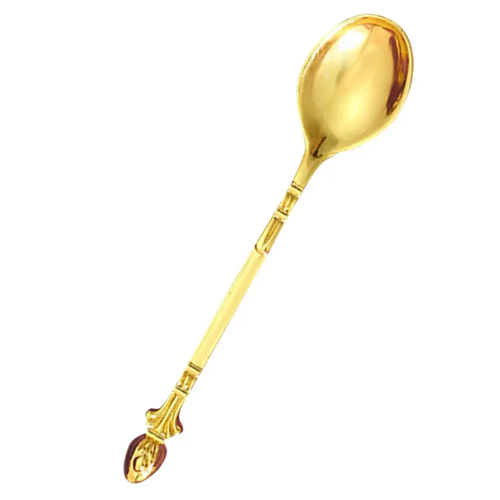 

Dessert Spoon Sweet Alloy Mini Shiny Gold Stirring for Tea Coffee Kitchen Utensils Easy Clean Compact Size Versatile Use Ice