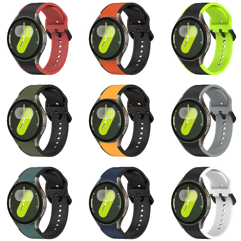 Two-tone Silicone Strap For Samsung Galaxy Watch 6/4 Classic 43mm 47mm 42mm 46mm Bracelet band For Galaxy Watch 4/5/6/7 40-44mm