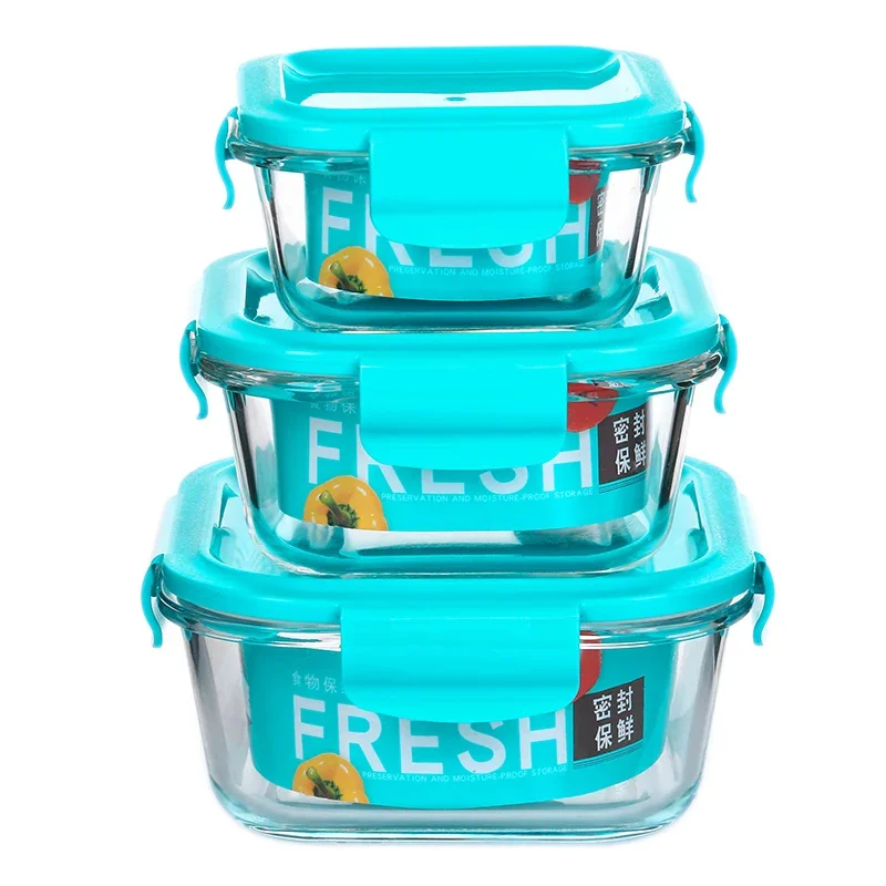 Multi-piece glass fresh-keeping box High temperature lunch box Microwave oven special glass bowl with lid fresh-keeping bowl