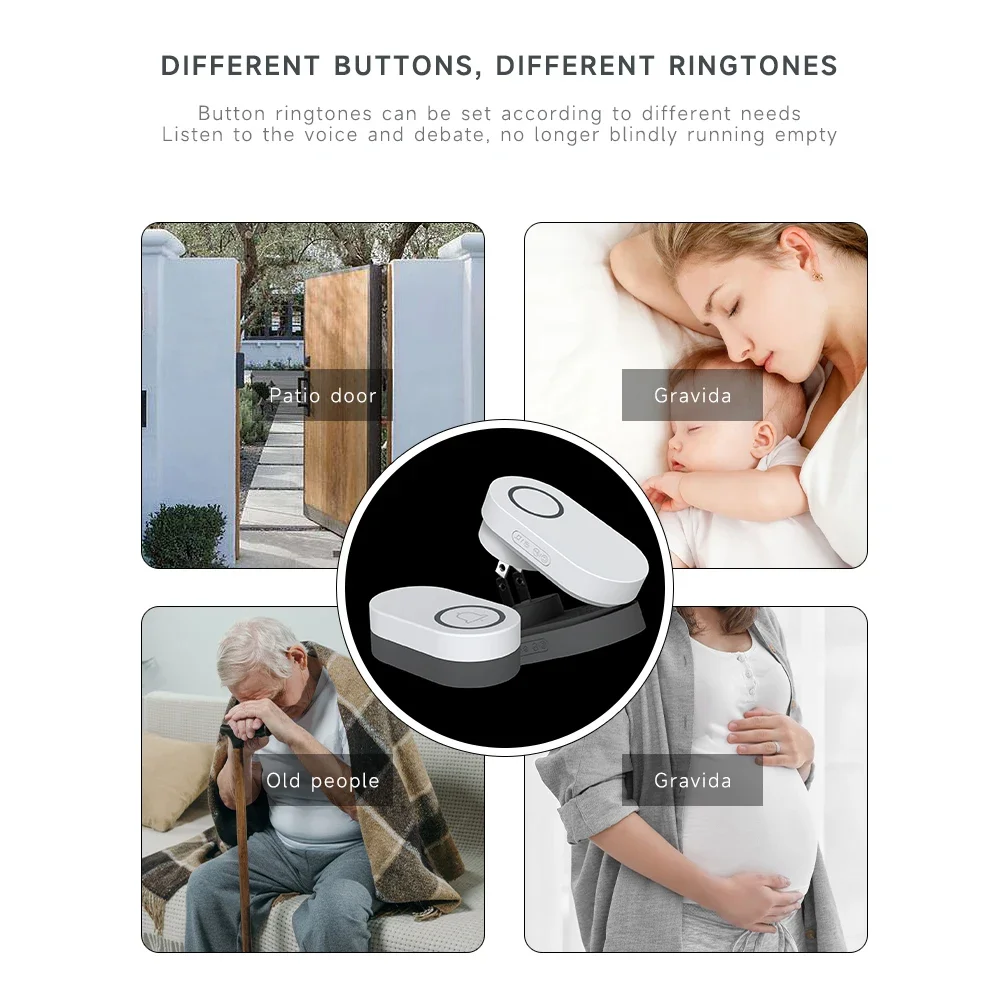 US/EU/UK Plug Wireless Doorbell 200M Long Range 4 Volumes Loud Sound Home Call Bell Remote Ring Waterproof Outdoor Door Bell