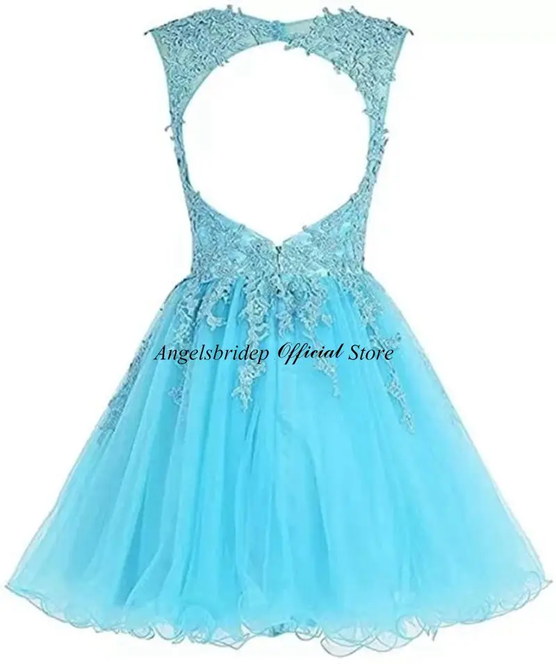 Angelsbridep V-Neck Short Homecoming Dresses Party Gown Formal Strap Applique Special Occasion Junior Graduation Princess Gown