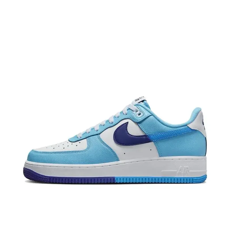 Nike Air Force 1 Men's and Women's Board Shoes Anti Slip and Wear Resistant Synthetic Leather Low Cut Board Shoes Blue