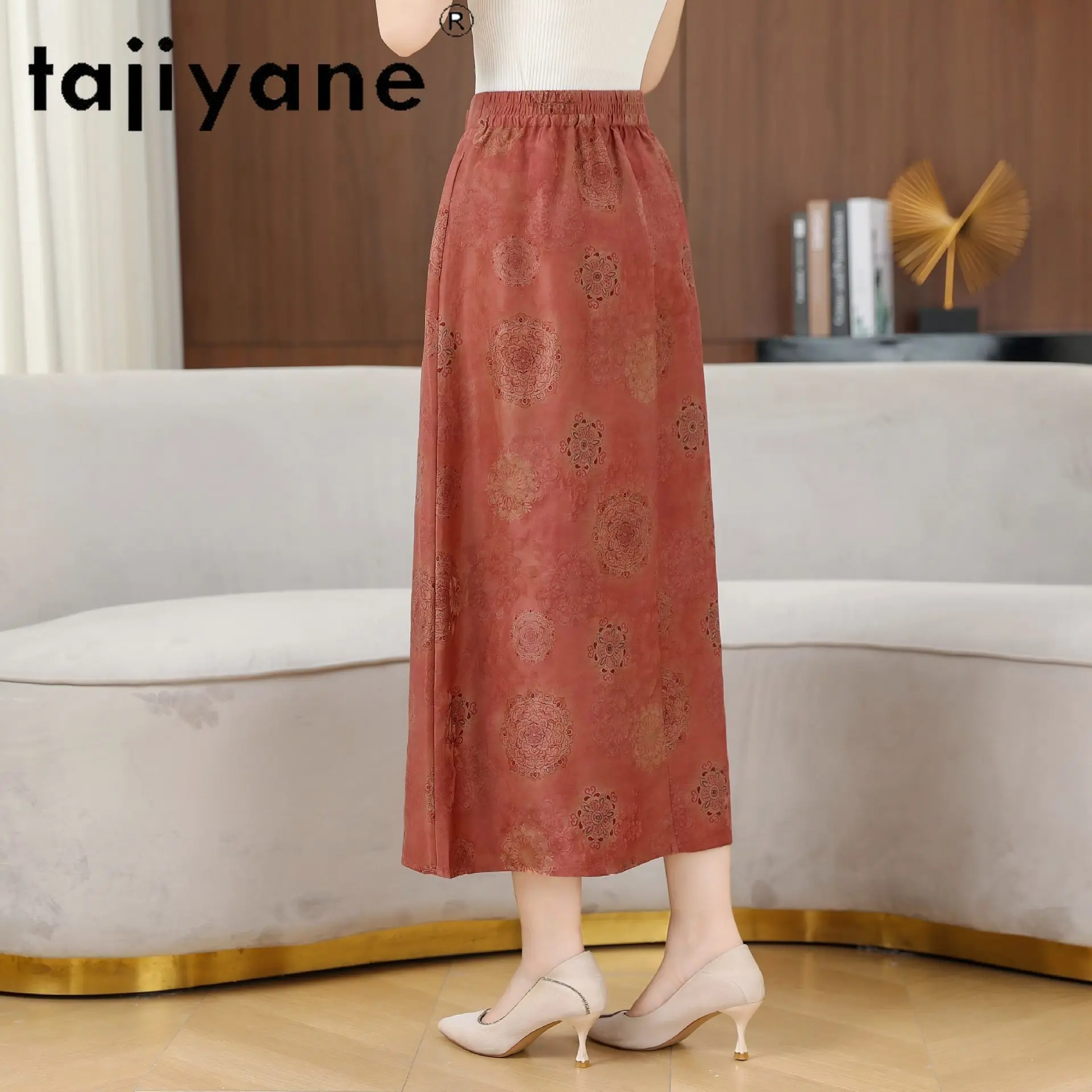 TAJIYANE 100% Mulberry Silk Skirts Women Elegant Xiangyun Sha Long Skirt High Waist Spring A-Line Skirts Wonan Clothes 2026 юбка