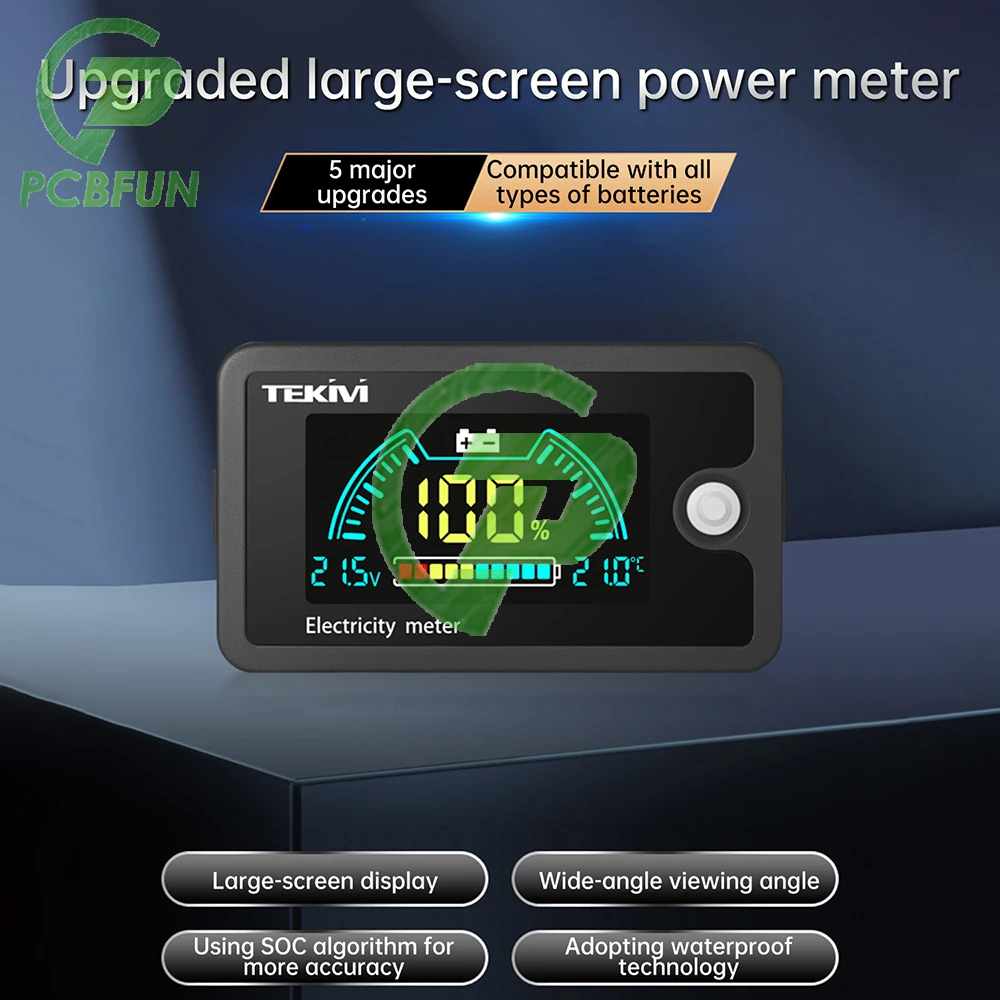 

DC 8-100V LCD Colour Screen Display Two-Wire Voltage Power Indicator Universal 3-in-1 with Temperature Alarm