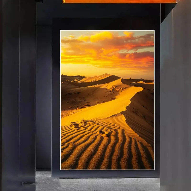 1pc frameless Canvas Painting Desert Dunes Sunset Landscape Canvas Print Poster Modern Golden Sand Dunes Wall Art Living Room Ho