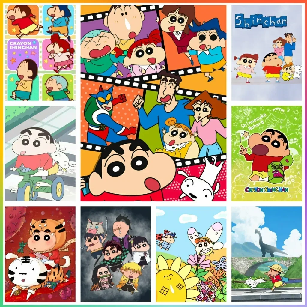 Crayones bonitos de Anime Shin Chan 5D DIY, pintura artística de diamante, patrón de punto de cruz, imágenes, mosaico bordado, decoración del hogar, Handcra