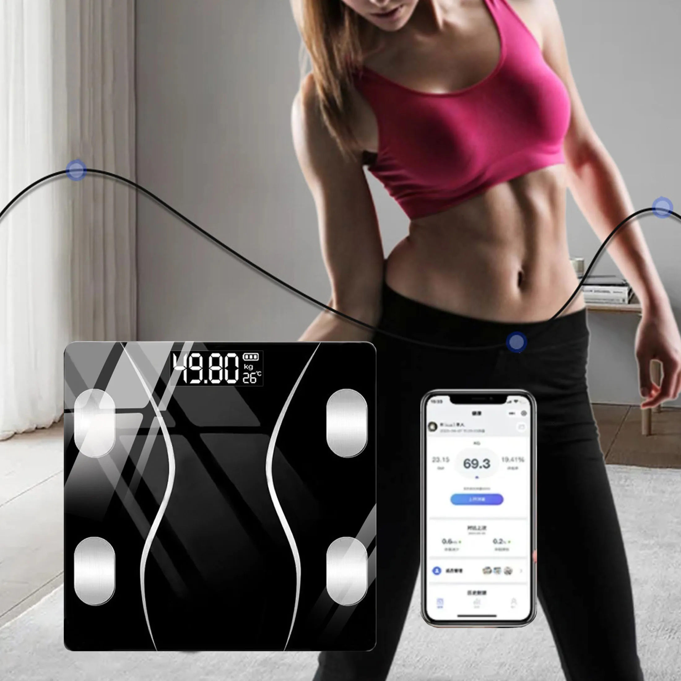 Lager-Analyse-Waage، Personwaage mit 72 messdaten، Smart Body Scal mit Bluetooth، Digitale Waagen mit LCD-Display