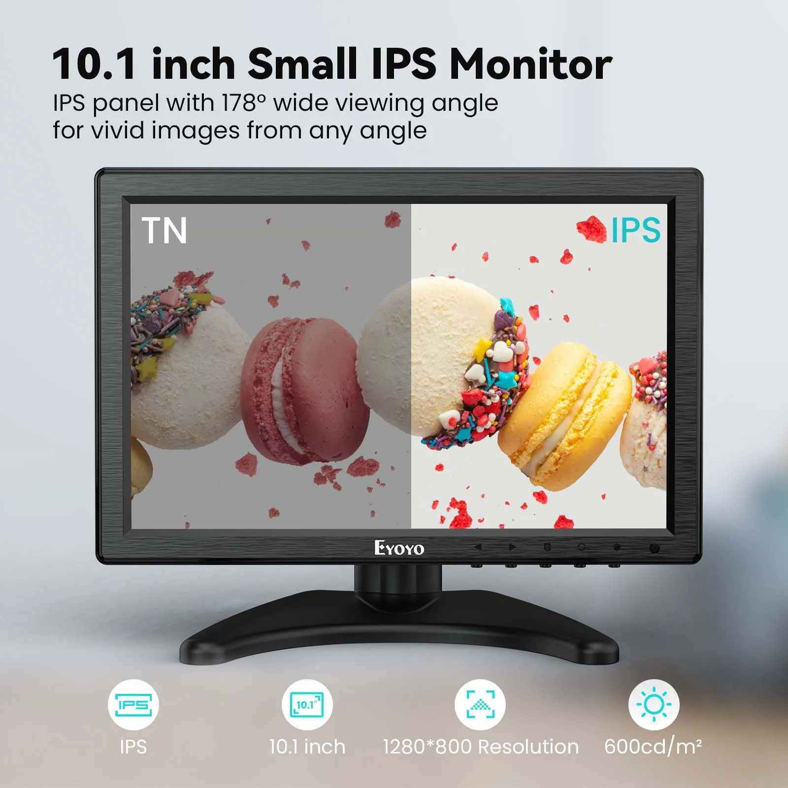 Eyoyo 10 Inch IPS LCD Monitor 1920x1200 Full HD Display With HDMI/BNC/VGA/USB Input And Dual Speaker For FPV Video DVD PC Laptop