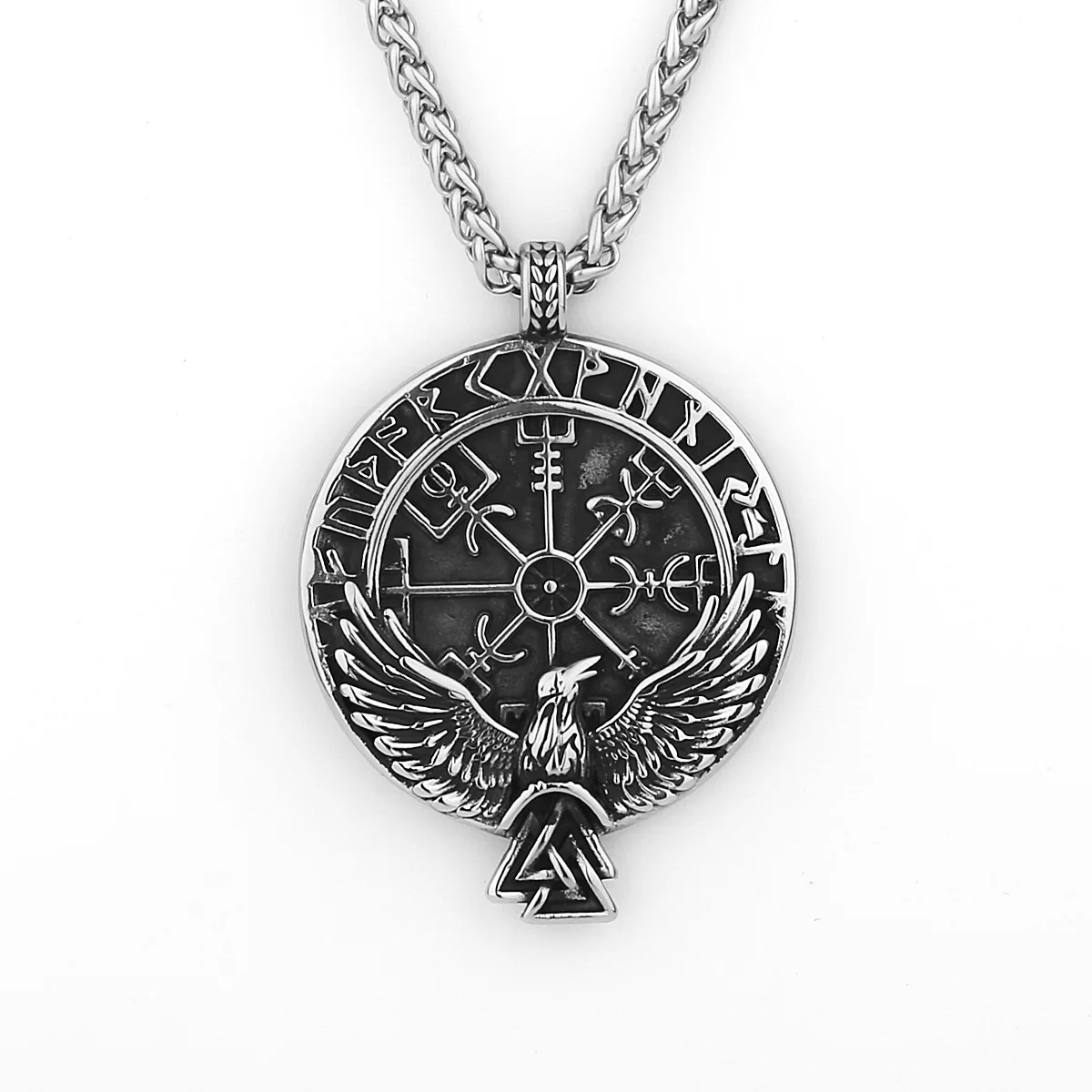 YQ 316L Edelstahl Viking Rune Crow Anhänger Kette Halskette Für Männer Schmuck Zubehör – Detail 1