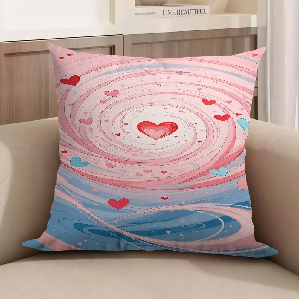 

Pink Heart Vortex Illustration Cushion Cover Pillowcase Upholstery Sofa Throw Pillow Home Decor Pillowcas