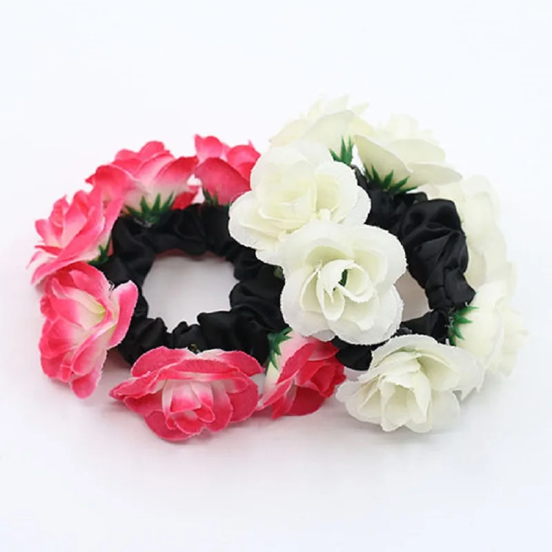 Flower Hairband Hair Accessories Women\'s Fashion Luxury Floral Flower Bun Hairband Garland Bridal Scrunchie